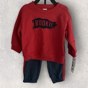 NWT Carters Red 'Rookie Club' Sweatshirt and Navy Pants Set Boys 6-9 Months